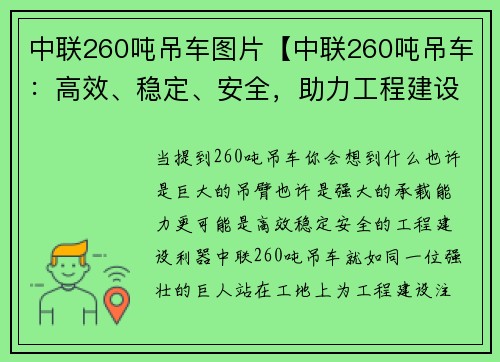 中联260吨吊车图片【中联260吨吊车：高效、稳定、安全，助力工程建设】