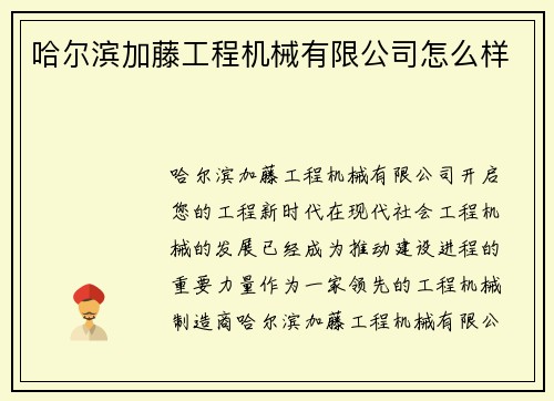 哈尔滨加藤工程机械有限公司怎么样