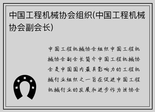中国工程机械协会组织(中国工程机械协会副会长)