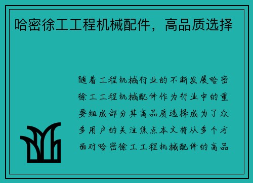 哈密徐工工程机械配件，高品质选择