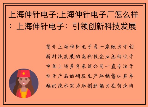 上海伸针电子;上海伸针电子厂怎么样：上海伸针电子：引领创新科技发展